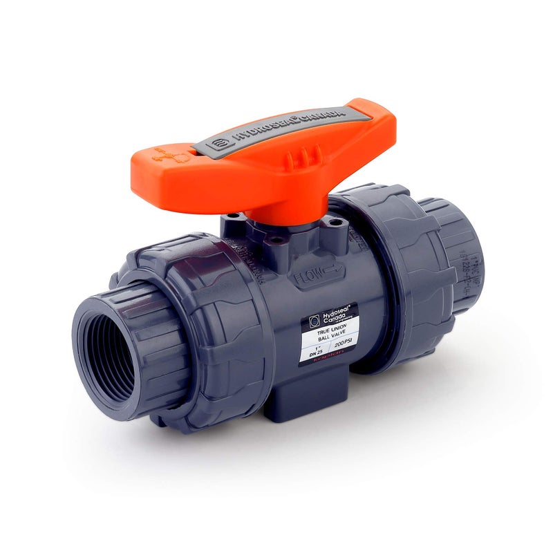 HYDROSEAL Kaplan 1â€ PVC True Union Ball Valve Threaded (NPT) with Full Port, ASTM F1970, EPDM O-Rings and Reversible PTFE Seats (1'') - Image 1